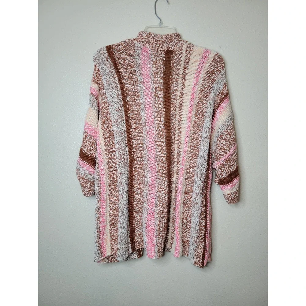 J. Jill Easy Dolman Multi-Colored Striped Open Front Cardigan Size Large - Picture 3 of 9